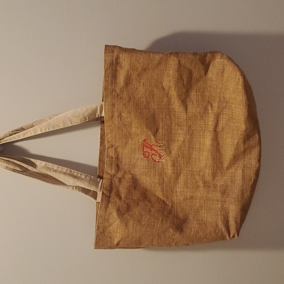 Pottery Barn Handbags - Pottery Barn Jute Tote Bag with Kate Monogram